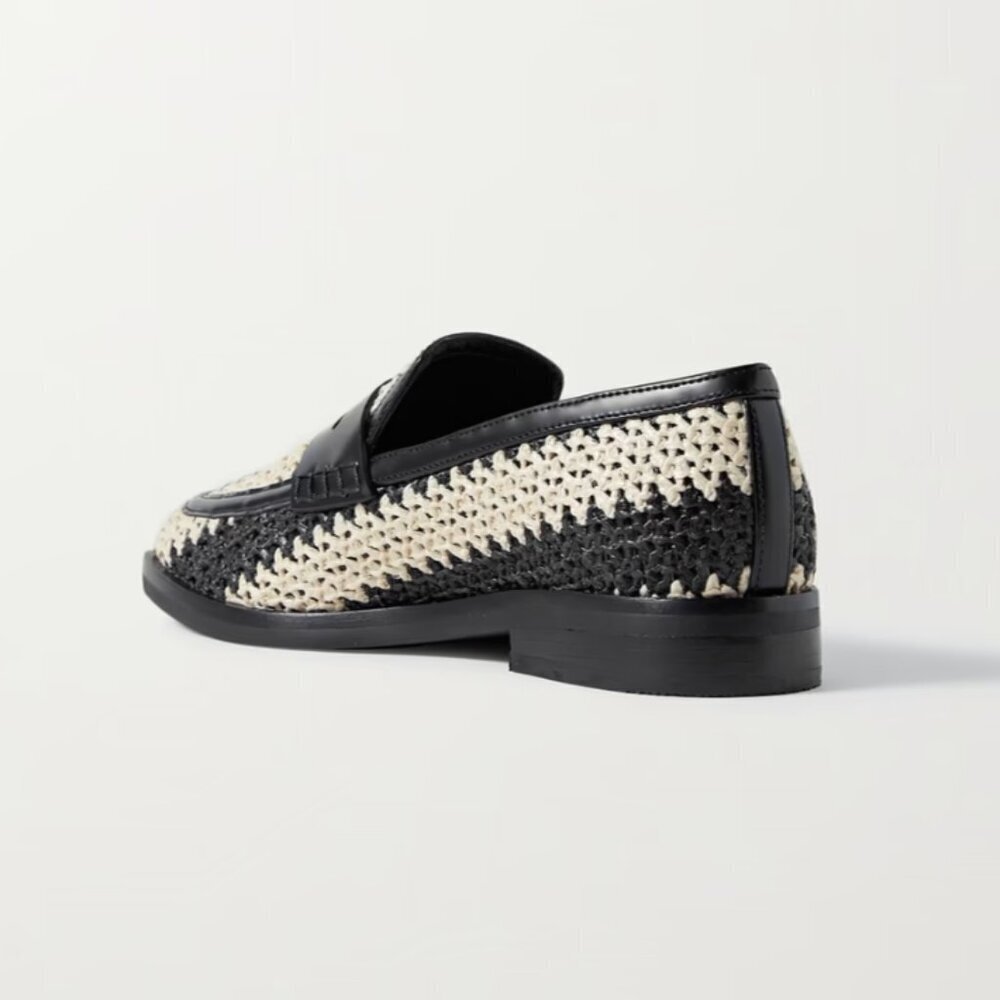 3.1 PHILLIP LIM Alexa leather-trimmed two-tone raffia loafers Size 11 - Picture 3 of 15